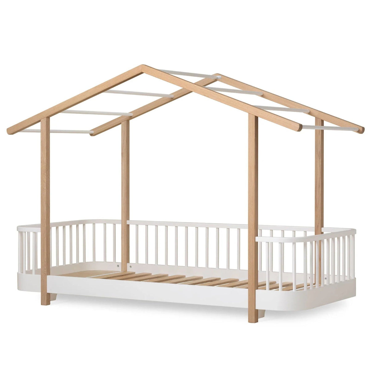 OLIVER FURNITURE - Lit Cabane Oliver Furniture Original, 90x200 Cm, Blanc/chêne