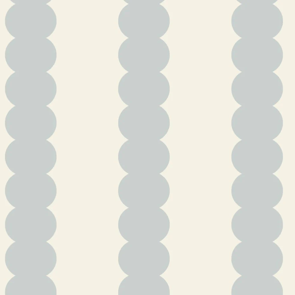 Scalloped Striped Wallpaper, Blue