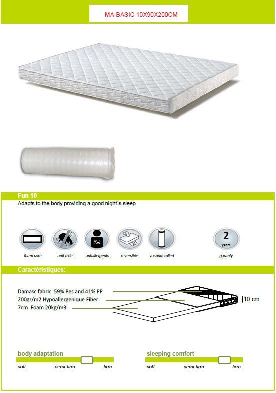 VIPACK - Lit Cabane DALLAS Avec Matelas Assorti 90x200cm