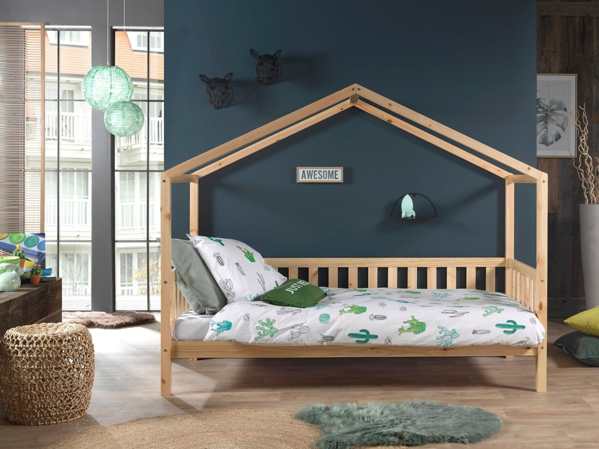 VIPACK - Lit Cabane DALLAS Avec Matelas Assorti 90x200cm