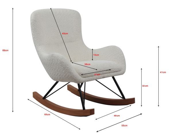 VIPACK - Chaise À Bascule Mini ROCKY Bouclé Anthracite