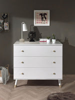 VIPACK - Commode BILLY 3 Tiroirs Blanc Satiné