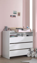VIPACK - Commode KIDDY 3 Tirroirs Blanc