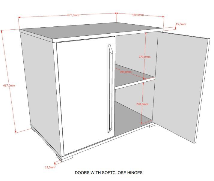 VIPACK - Commode SAM 2 Portes Pour Lit Mi - Hauteur Chêne