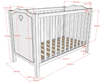 VIPACK - Lit Bébé AMORI 60x120 CM Blanc