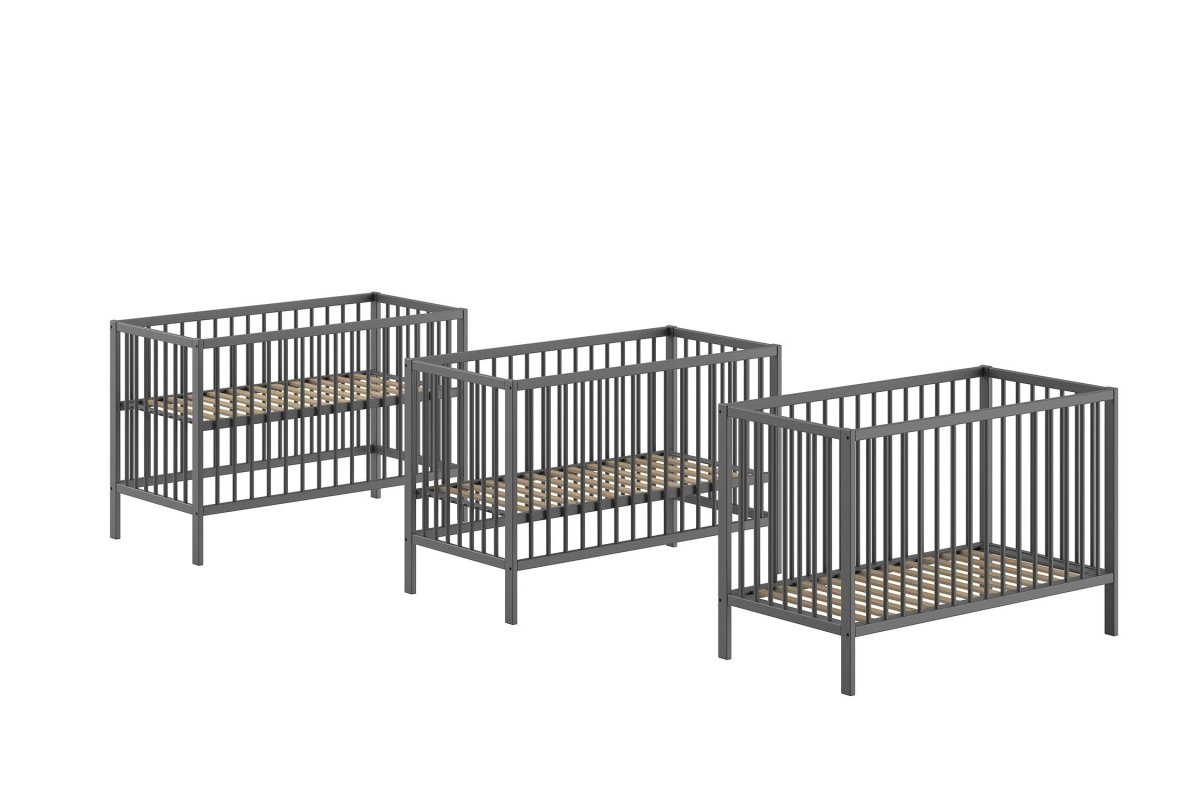 VIPACK - Lit Bébé DINO 60x120cm Anthracite