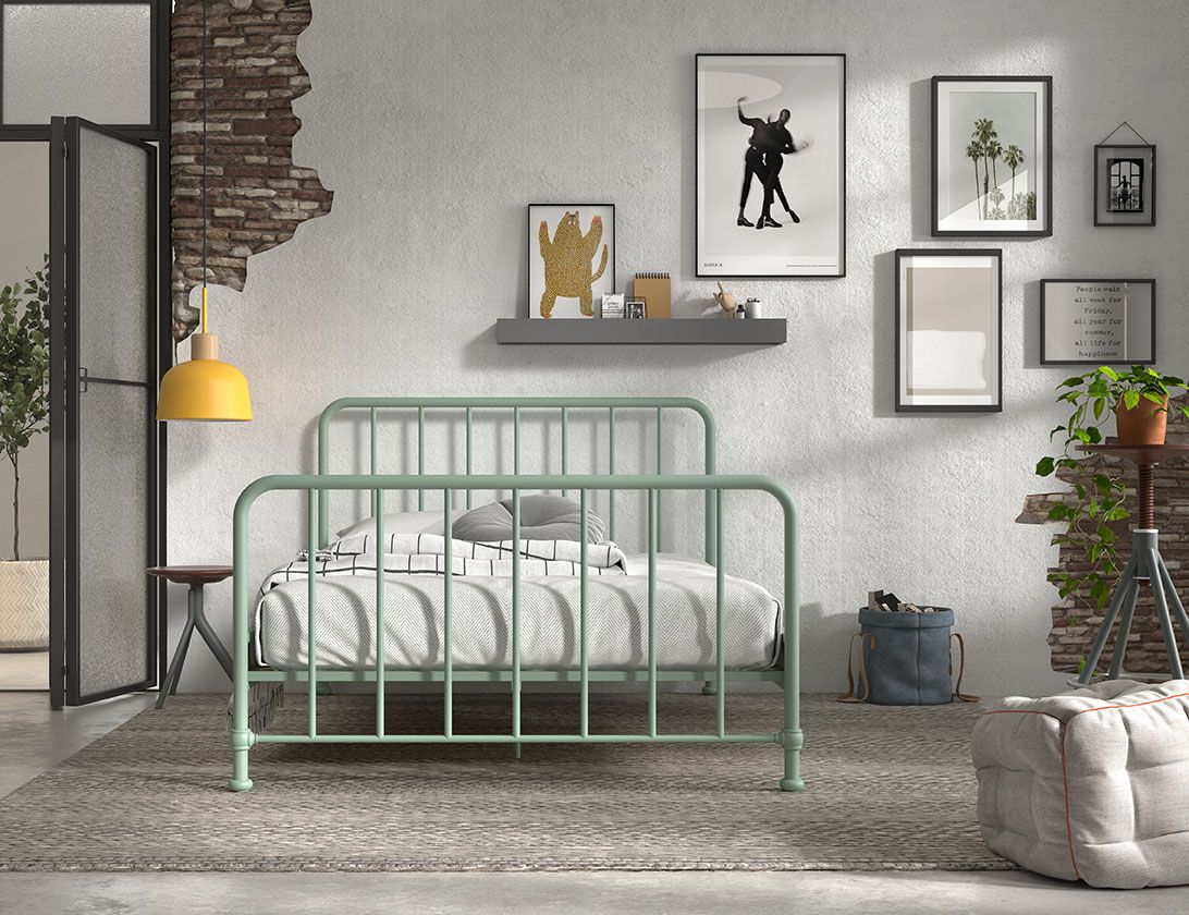 VIPACK - Lit BRONXX 140 X 200 cm Vert
