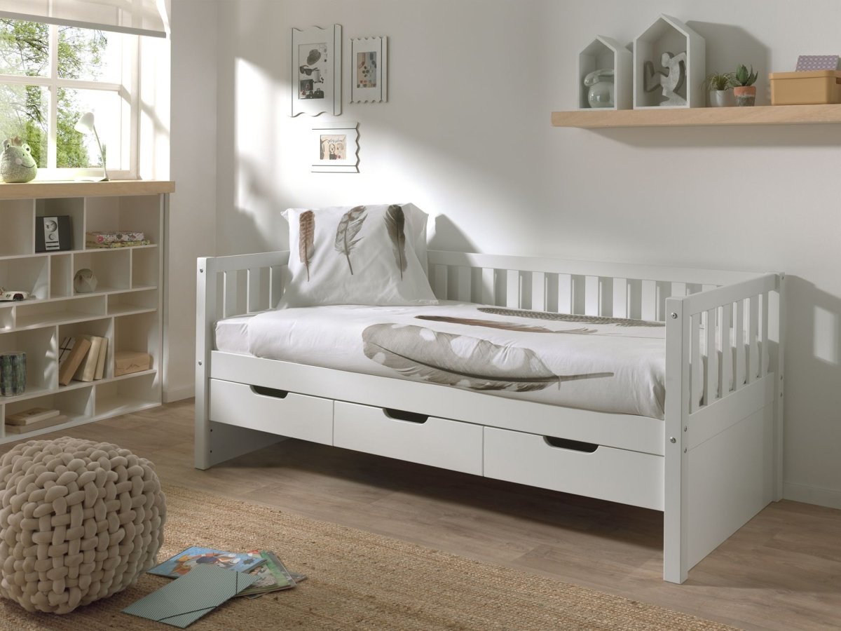 VIPACK - Lit Capitaine (91) FRITZ 90x200 cm Blanc
