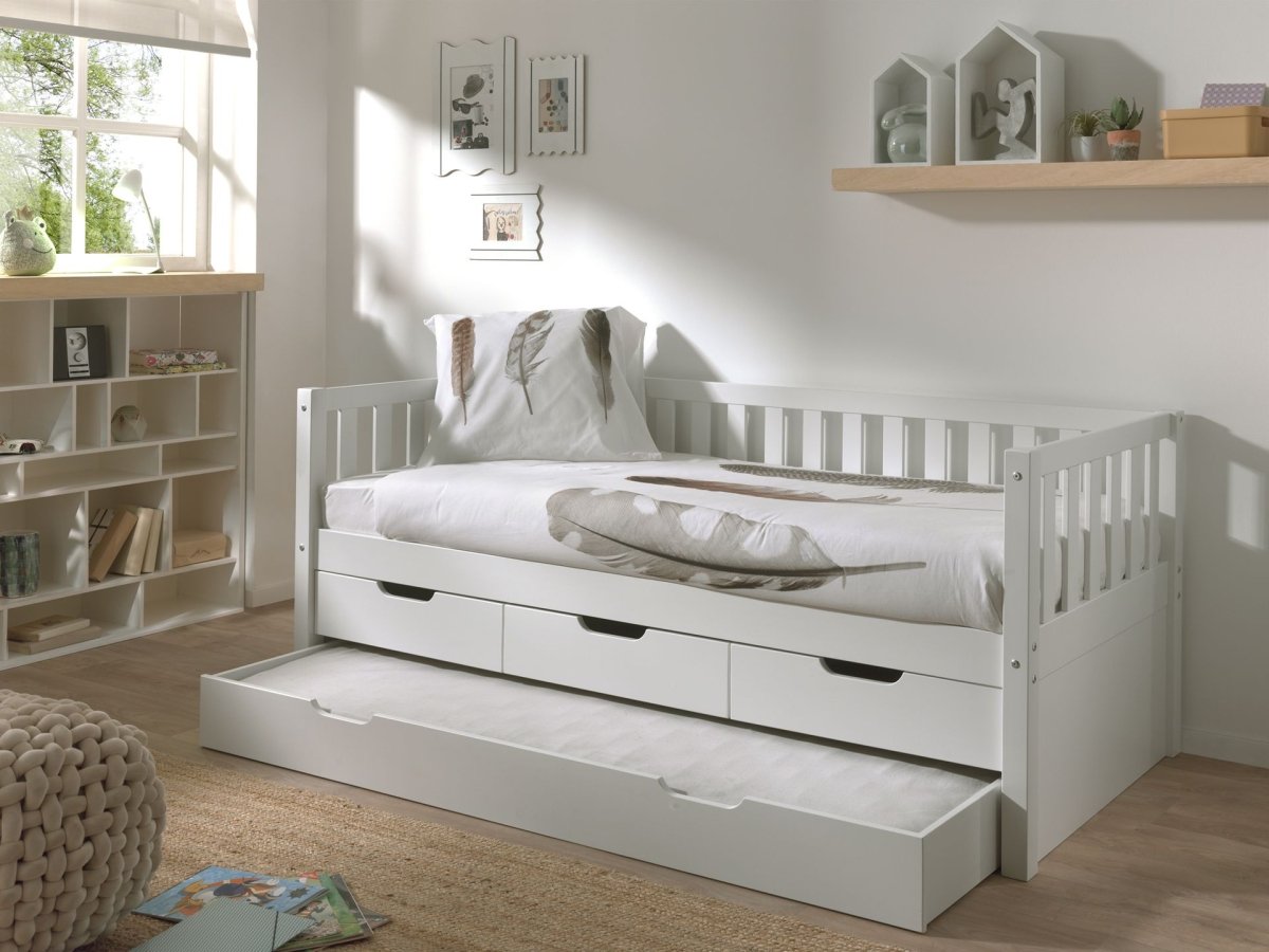 VIPACK - Lit Capitaine (91) FRITZ 90x200 cm Blanc
