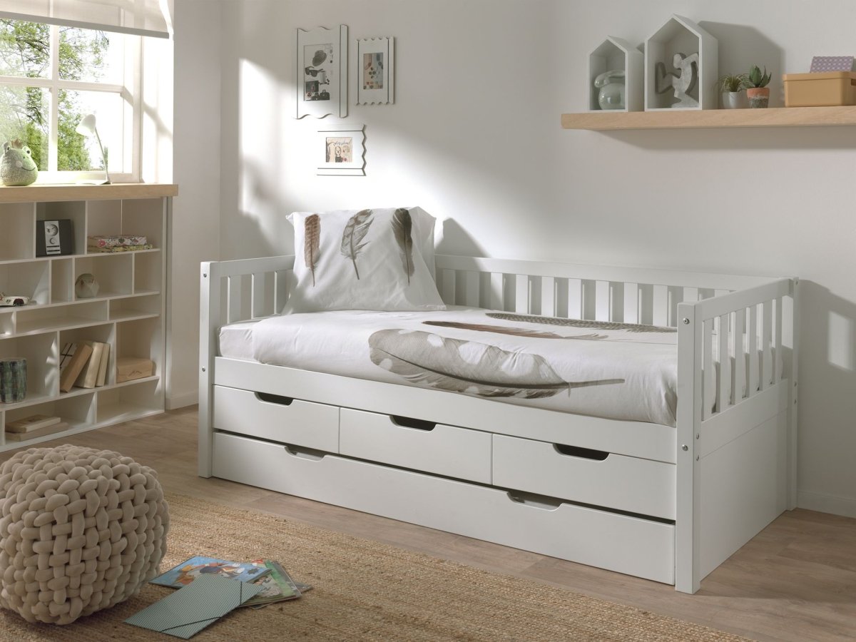 VIPACK - Lit Capitaine (91) FRITZ 90x200 cm Blanc