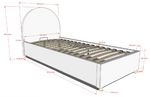 VIPACK - Lit LUNE Stockage 90 X 200 Cm Blanc