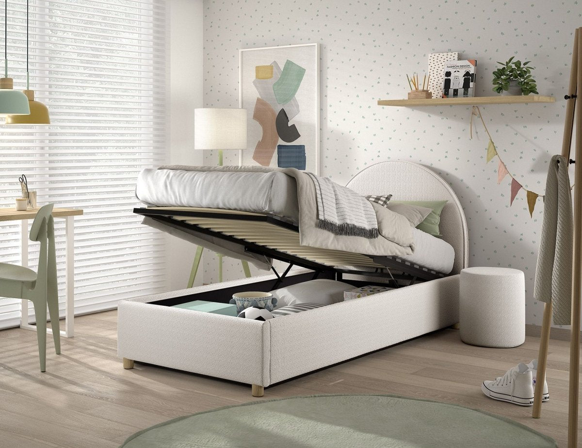VIPACK - Lit LUNE Stockage 90 X 200 Cm Blanc
