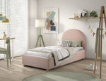 VIPACK - Lit LUNE Stockage 90 X 200 Cm Rose Bouclé