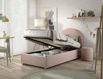 VIPACK - Lit LUNE Stockage 90 X 200 Cm Rose Bouclé