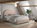 VIPACK - Lit LUNE Stokage 140 X 200 Cm Rose Bouclé