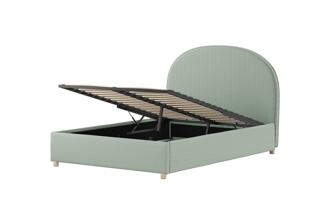 VIPACK - Lit LUNE Stokage 140 X 200 Cm Vert Bouclé - Les Petits
