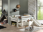 VIPACK - Lit Mezzanine Mi - Hauteur (H 85cm) SCOTT Avec Toboggan 90 X 200 cm Blanc