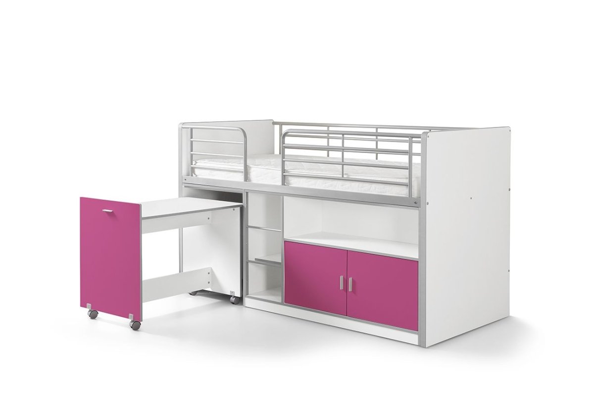 VIPACK - Lit Mi - Hauteur (91) BONNY 90 X 200 Cm Fuchsia