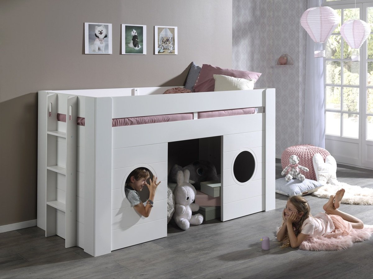 VIPACK - Lit Mi - Hauteur FREYA 90 X 200 Cm Blanc