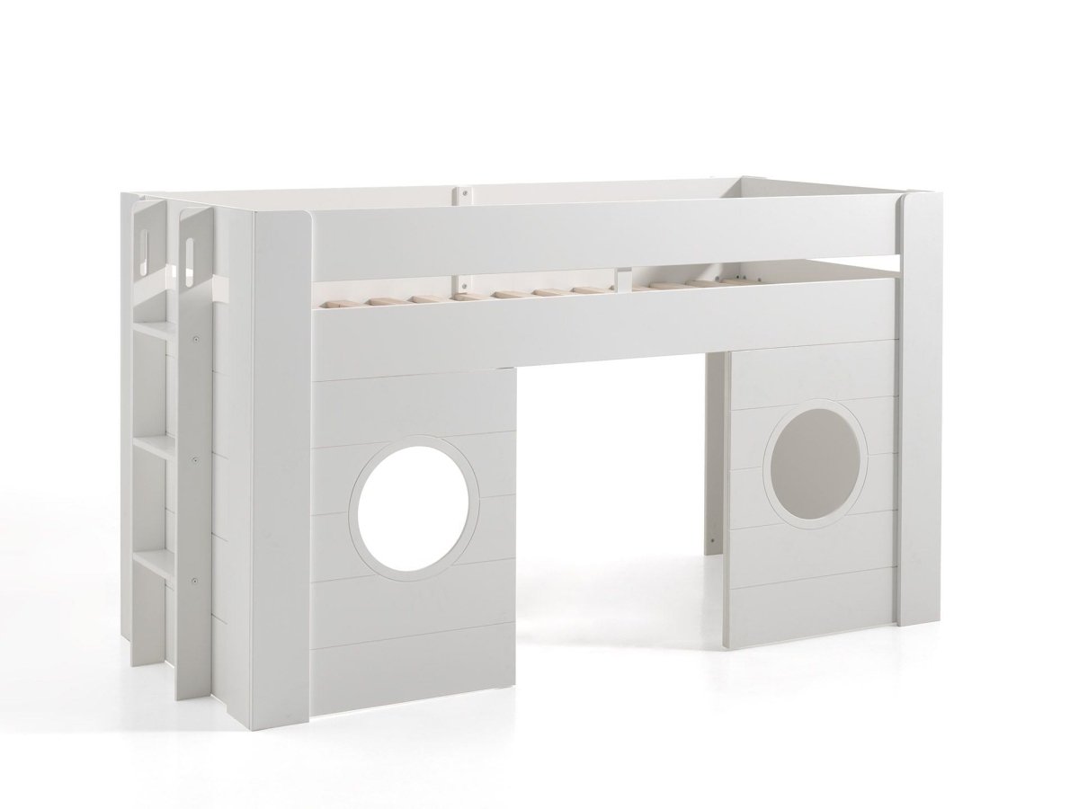 VIPACK - Lit Mi - Hauteur FREYA 90 X 200 Cm Blanc
