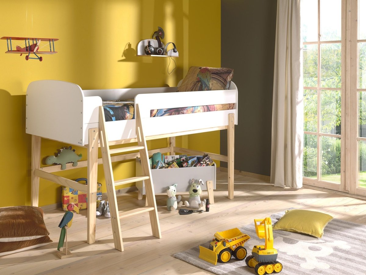 VIPACK - Lit Mi - Hauteur KIDDY 90 X 200 cm Blanc