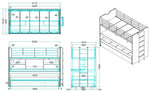 VIPACK - Lit Superposé BONNY 90 X 200 Cm Bleu