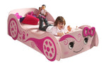VIPACK - Lit Voiture LOVE LIT 90x200cm Rose Avec Matelas Assorti