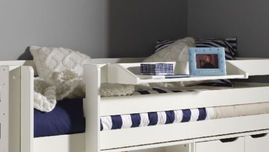 VIPACK - Lit Mi - Hauteur (H 115cm) PINO Avec Échelle 90 X 200 cm Blanc