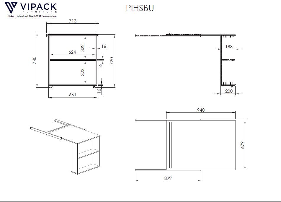 VIPACK - Lit Mi - Hauteur (H 115cm) PINO Avec Échelle 90 X 200 cm Blanc
