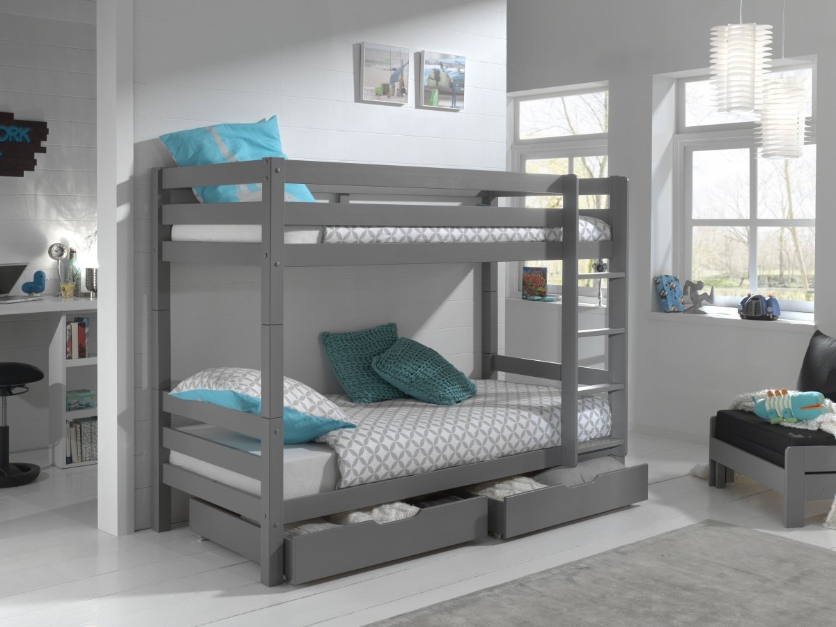 VIPACK - Lit Superposé (H 160cm) PINO 90 X 200 cm Gris