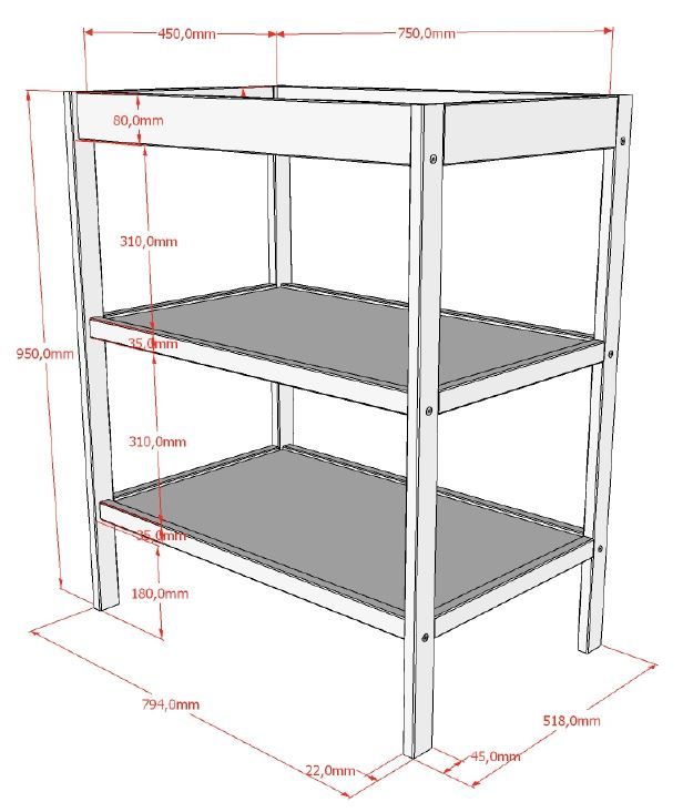 VIPACK - Table À Langer DINO Naturel