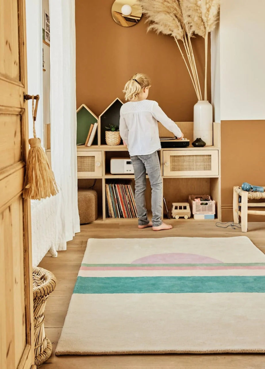 BLEUU - STUDIO - Tapis Enfant Sunset Rose/vert 100 x 130 Cm
