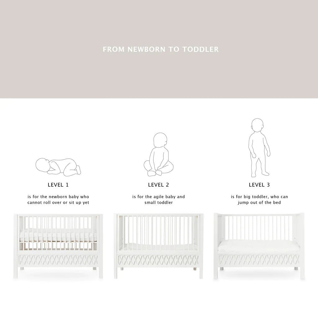 CAM CAM - Lit Bébé Evolutif Harlequin 60x120 Cm - Blanc