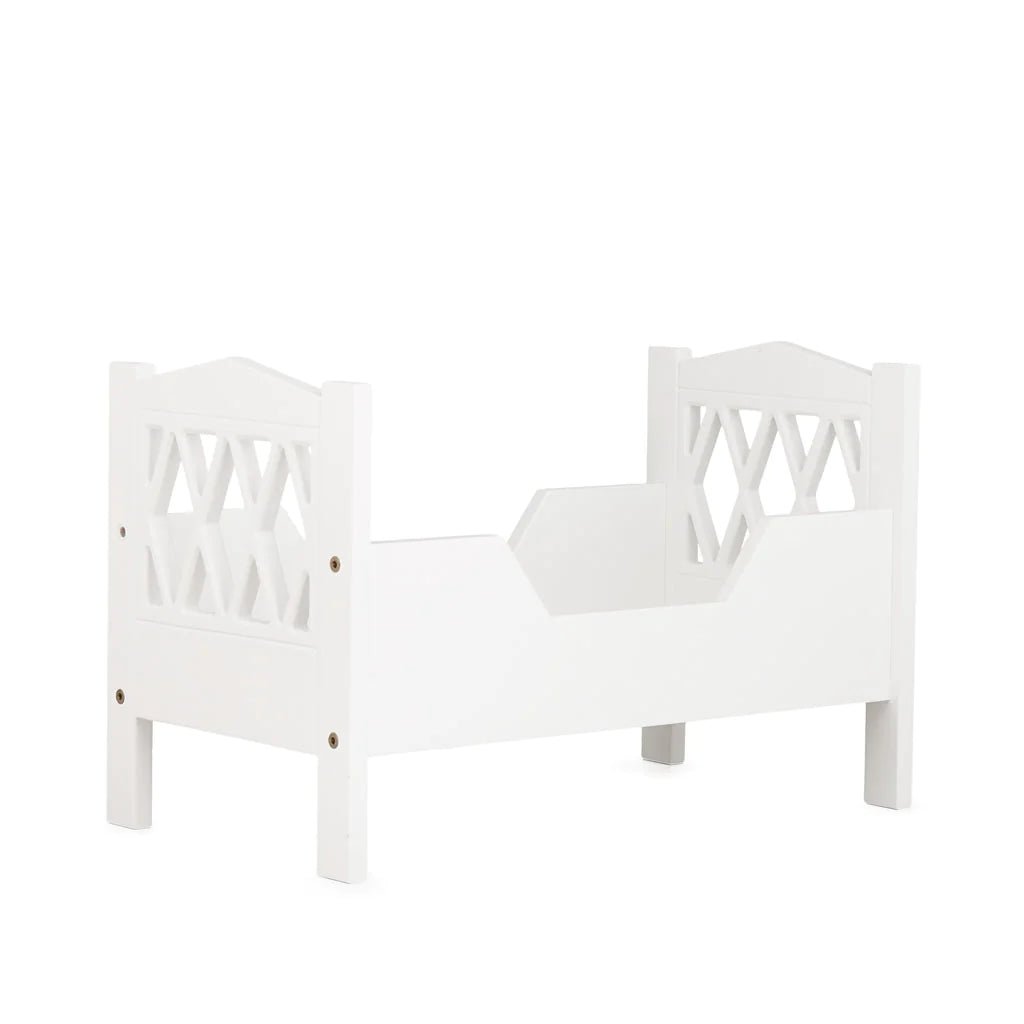 CAM CAM - Lit De Poupée en Bois Harlequin - Blanc - Nouveau modèle