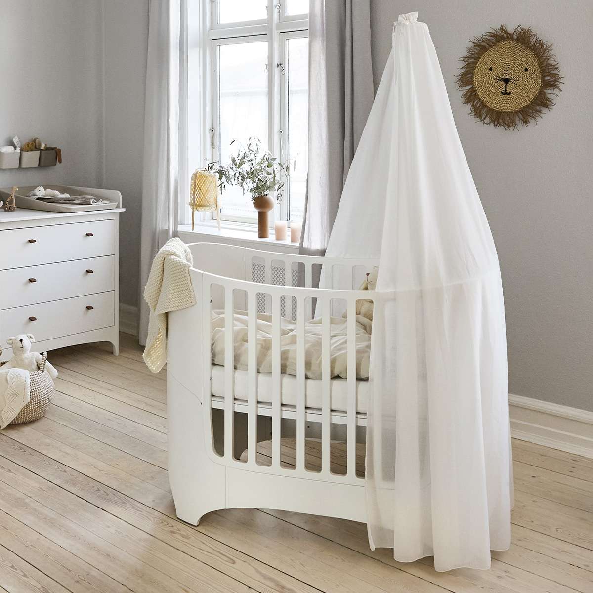 LEANDER - Lit Bébé - Junior Évolutif, Classic, Cérusé
