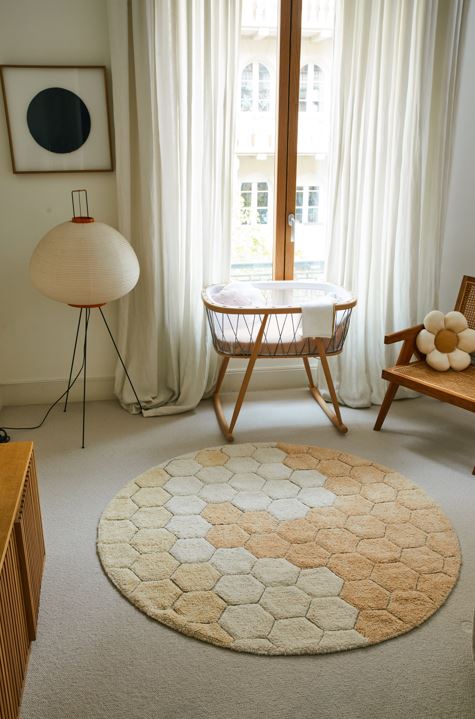 LORENA CANALS - Tapis Lavable Rond Nid D'abeille Doré