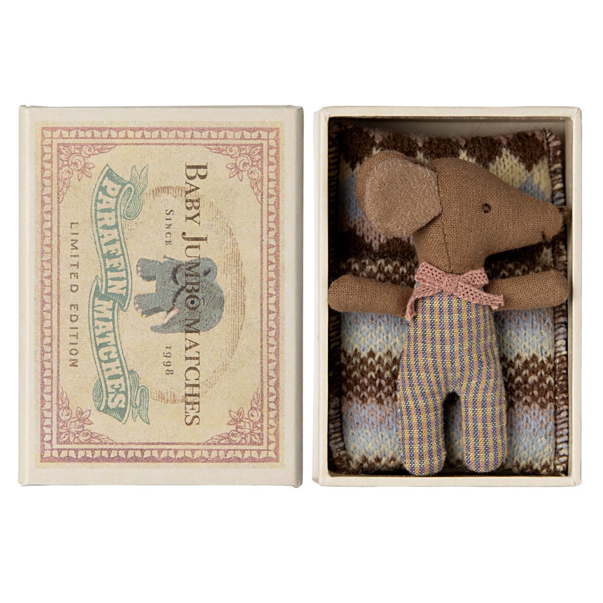 MAILEG - Souris Bébé "Sleepy Wakey" Dans Sa Boîte - Rose