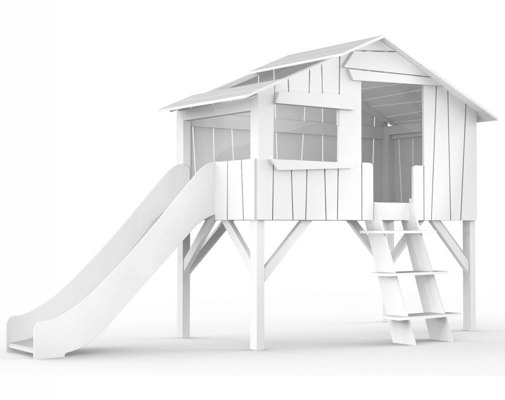 MATHY BY BOLS - Lit Cabane Simple 90 X 190cm & Toboggan Seul (MDF+SAPIN)