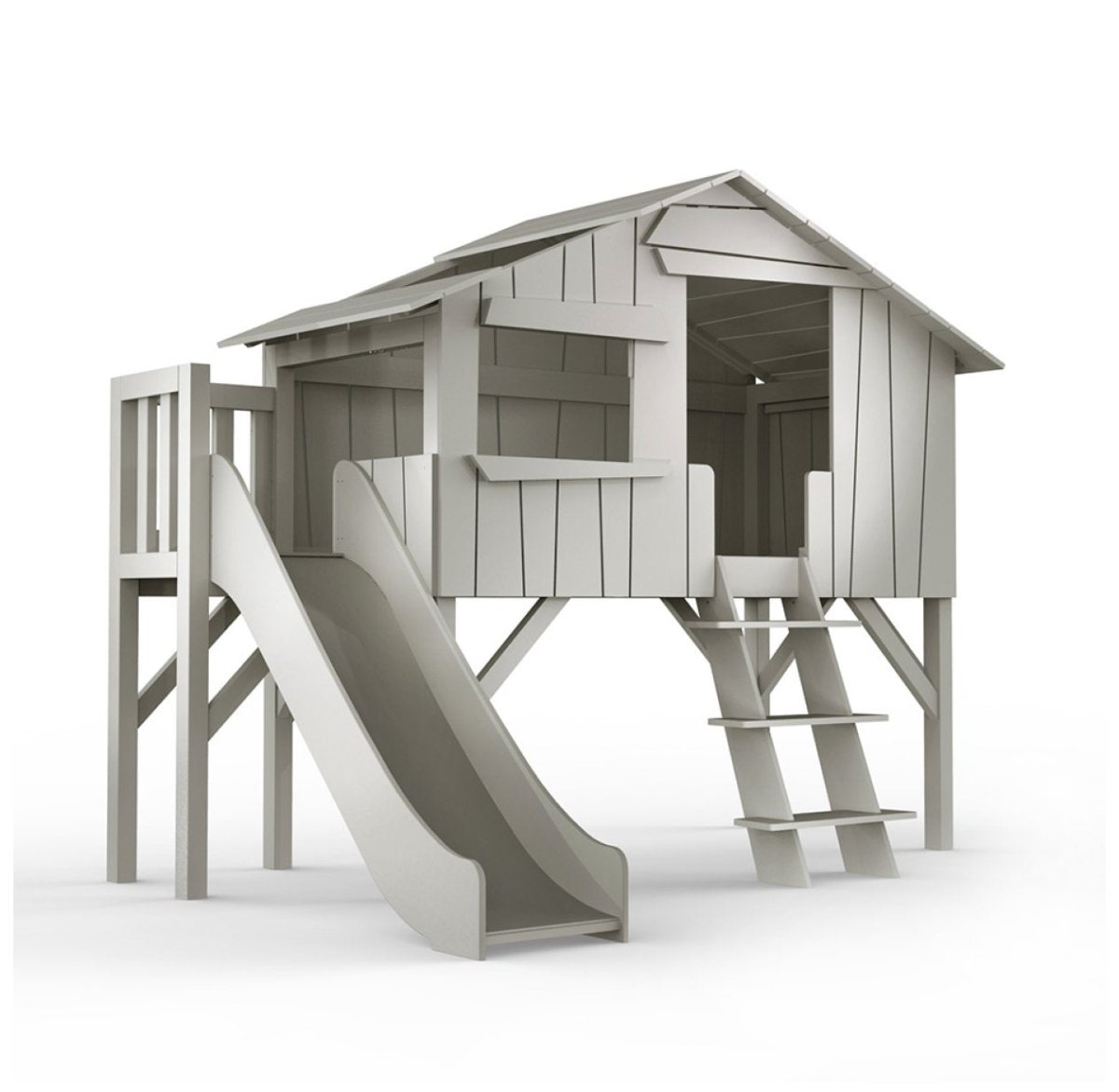MATHY BY BOLS - Lit Cabane Simple 90 X 190cm & Toboggan + Plate - forme (Coloris Au Choix)