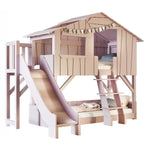MATHY BY BOLS - Lit Cabane Superposé & Toboggan Plate - forme 90 x 190 cm (MDF+SAPIN)