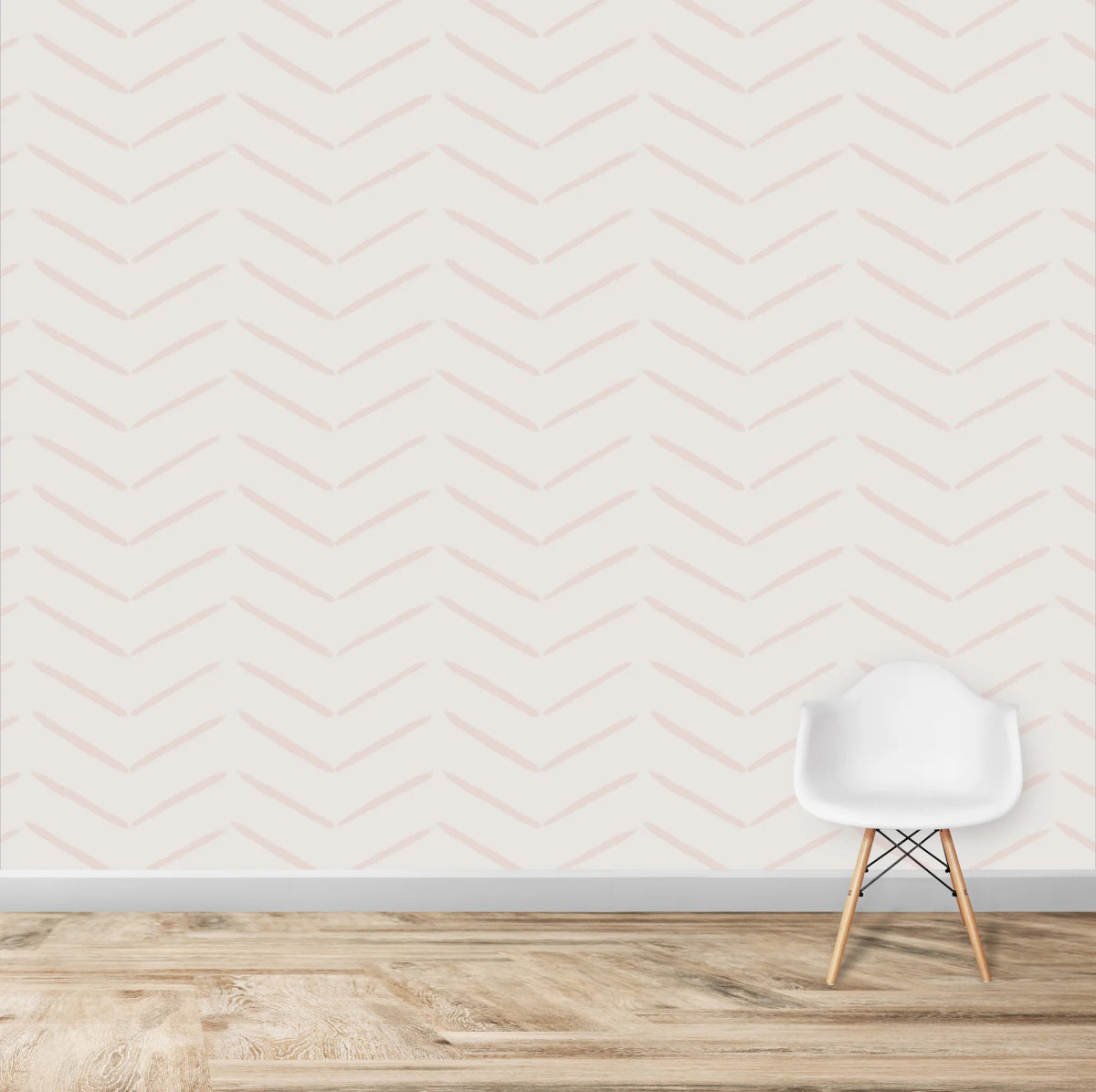 MUNKS & ME - Papier Peint Chambre Enfant à Motif Répété - À Chevrons | Rose