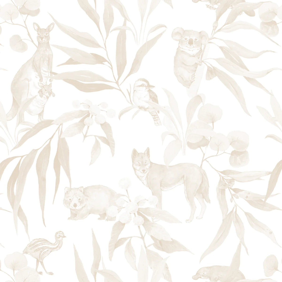 MUNKS & ME - Papier Peint Chambre Enfant à Motif Répété - Animal D’australie | Neutre