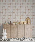 MUNKS & ME - Papier Peint Chambre Enfant à Motif Répété - Aquarelle Harlequin | Rose