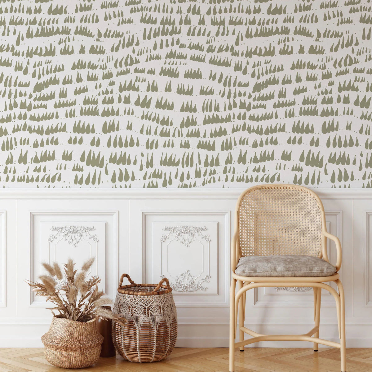 MUNKS & ME - Papier Peint Chambre Enfant à Motif Répété - Daphné Laisse Tomber - Olive