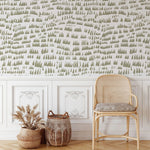 MUNKS & ME - Papier Peint Chambre Enfant à Motif Répété - Daphné Laisse Tomber - Olive