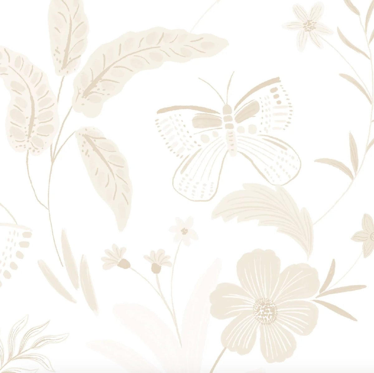 MUNKS & ME - Papier Peint Chambre Enfant à Motif Répété - De Jardin De Papillons | Neutre