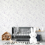 MUNKS & ME - Papier Peint Chambre Enfant à Motif Répété - De Jardin De Papillons | Violet