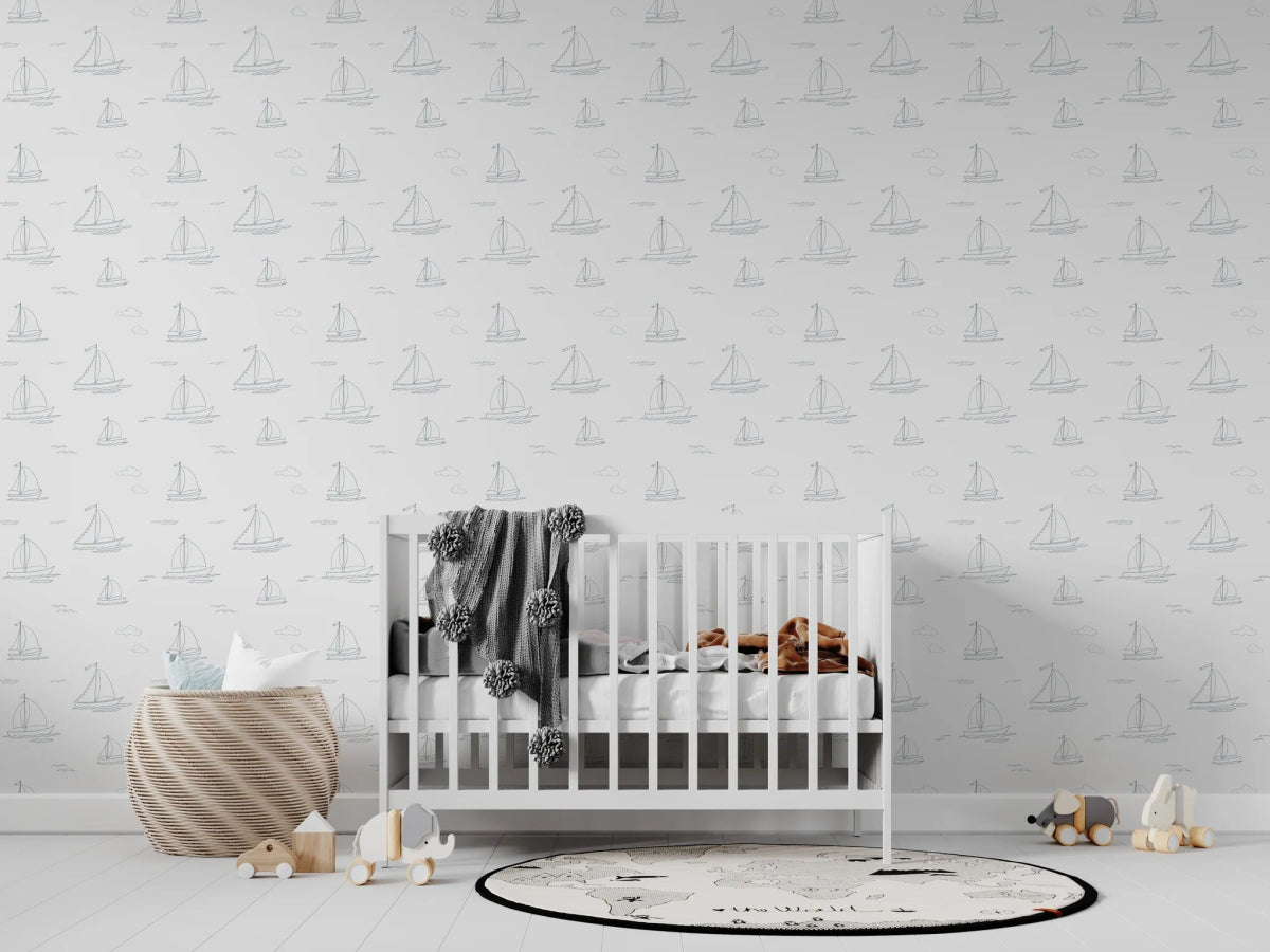 MUNKS & ME - Papier Peint Chambre Enfant à Motif Répété - Des Voiliers