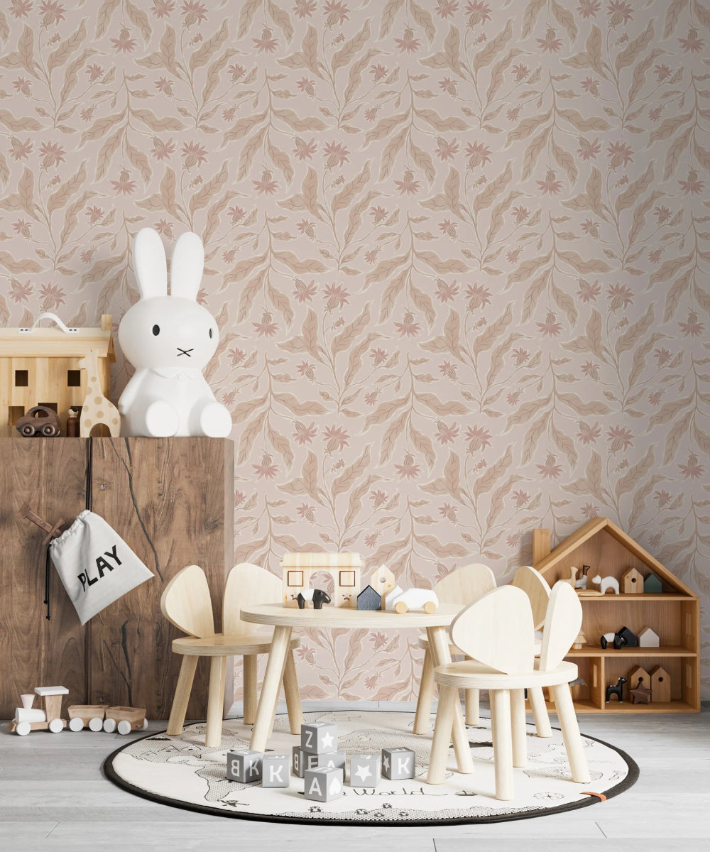 MUNKS & ME - Papier Peint Chambre Enfant à Motif Répété - Elodies Thistle - Sable