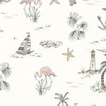 MUNKS & ME - Papier Peint Chambre Enfant à Motif Répété - Flamant Rose En Bord De Mer
